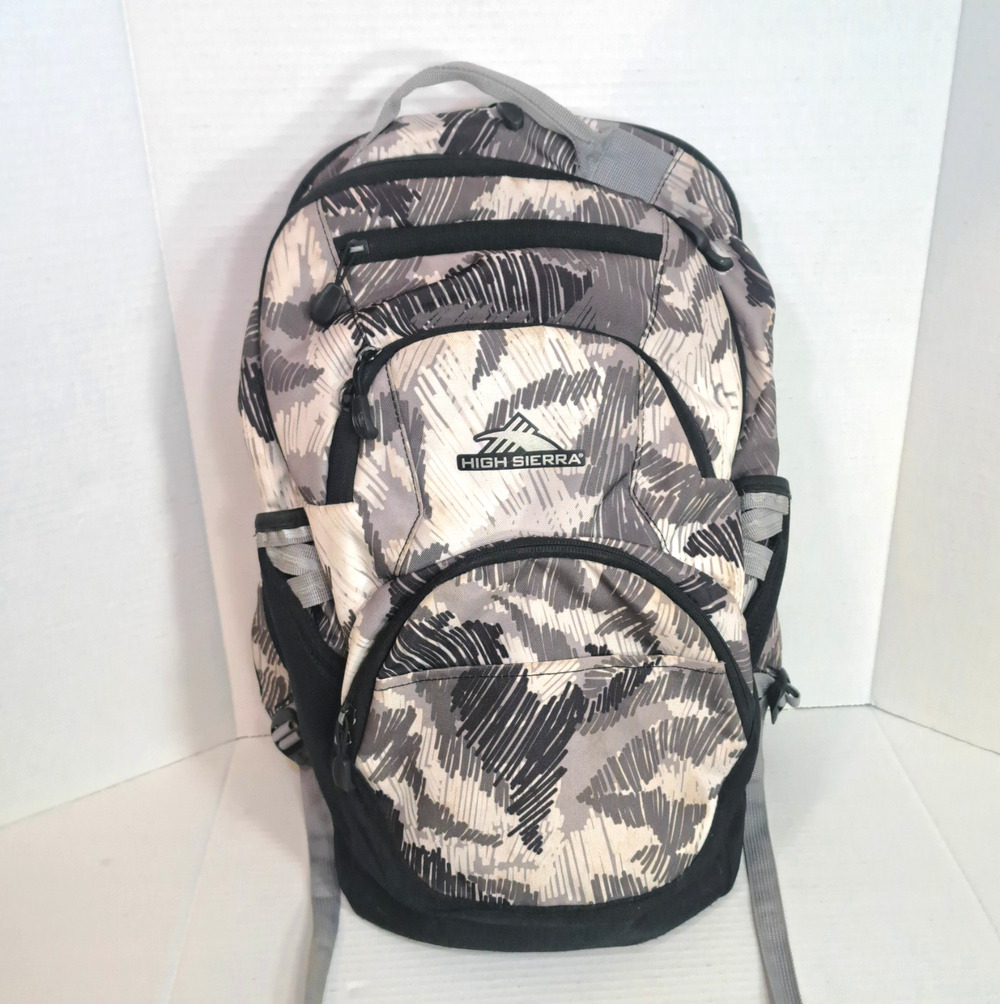High Sierra 18" Backpack Unisex Camo Gray Black Book Bag Dual Opening Pockets